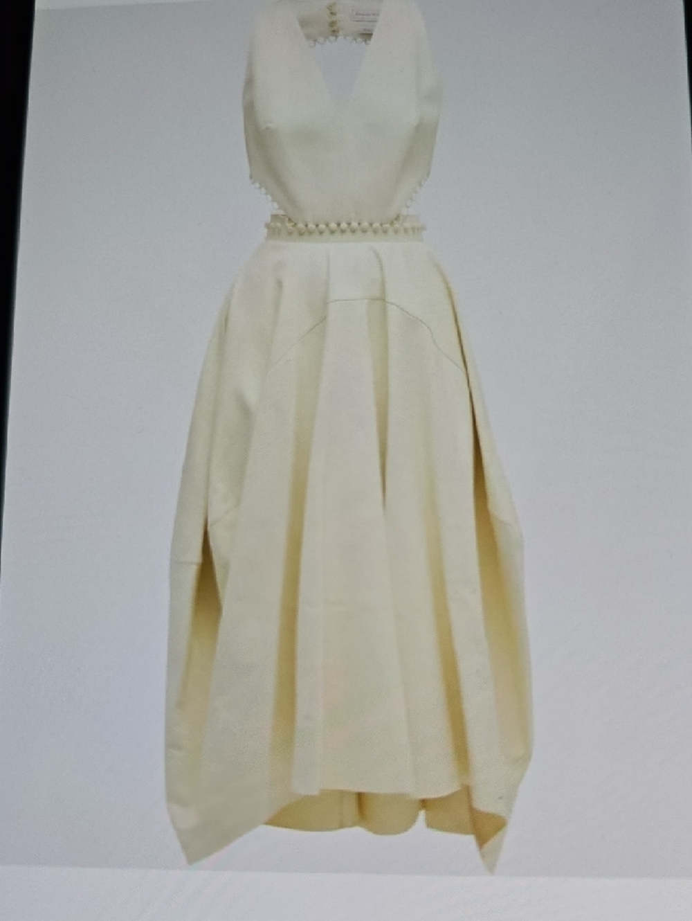 Alexander McQueen Cream V-Neck Cutout Midi Dress
